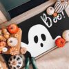 Xsinufn Halloween Door Mat,Halloween Ghost Boo Outdoor Mats for Front Door,Halloween Indoor Entrance Non-Slip Doormat,Halloween Entryway Welcome