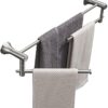 Towel Rail Double Stainless Steel Hanging Towel Rack Bathroom Towel Bracket Rotatable Tower Hanger Towel Rack