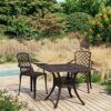 vidaXL Biatro Set 3 Piece Outdoor Furniture Set Balcony Bistro Table and Chairs Patio Garden Balcony Table Chairs Furniture Cast Aluminium Bronze