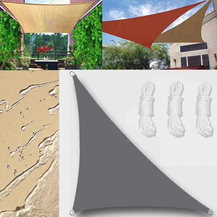 Sun Shade Sail Outdoor Waterproof Right triangle 2x2x2.8m Shade Sails Canopy UV Protection for Garden Patio Block With Rope Shade Sail Kit Gray