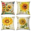 Artscope Set of 4 Decorative Cushion Covers 45x45cm, Tropical Plants Waterproof Throw Pillow Covers, Perfect to Outdoor Patio Garden Bench Living