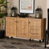 CHUNYU Household Goods Multi-layer Shoe Cabinet Finished Wooden Three-door Shoe Cabinet Storage Shoes