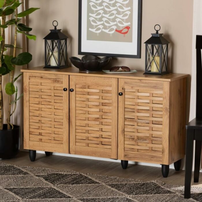 CHUNYU Household Goods Multi-layer Shoe Cabinet Finished Wooden Three-door Shoe Cabinet Storage Shoes