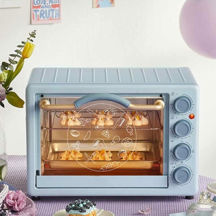 KKYKP Oven household mini small small electric oven baking automatic multi-function baking large-capacity electric oven (Color : Blue, Size : 34