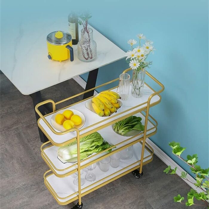 THYKL Multi-layer Kitchen Trolley Storage Trolley Storage Rack Rack Three-tier Trolley Home Home (Color : D, Size : 80cm*78cm)