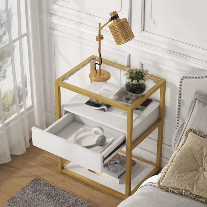 FRDTSG Bedside Cabinet Small Storage Shelf Bedroom Bedside Table Storage Lockers Household