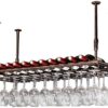 Wine racks Home/Bar Retro with Stemware Holder | Wall Mounted Hanging Metal Wine Bottle Stand | Vintage Industrial Wine Glasses Shelf, Adjustable