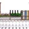 Wine racks Home/Bar Retro Metal Hanging with Glass Holder Goblet Wine Bottle Holder for Kitchen Bar Cabinet Organization Ceiling Wine Shelf Organ