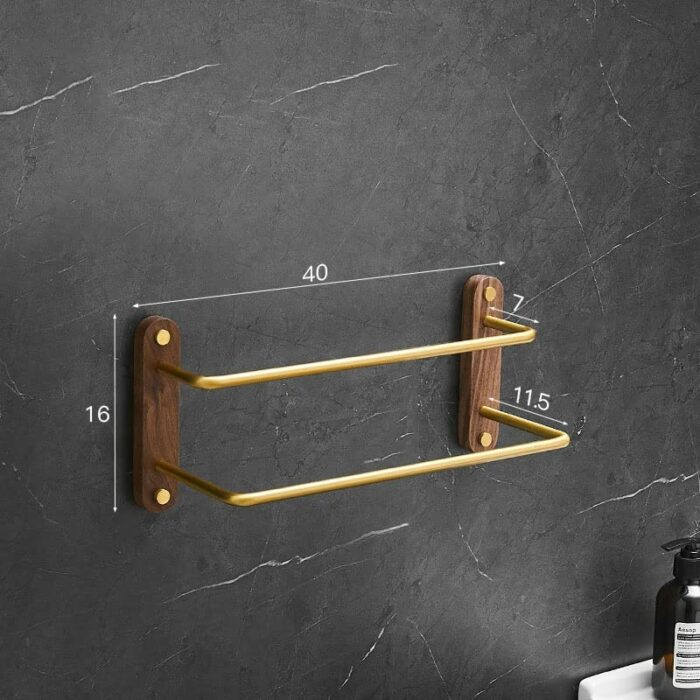 TBIIEXFL Bathroom Aluminum Towel Hanger Mounted Towel Rack Wood Towel Bar Rail Bathroom Accessories (Color : D, Size : 40cm)