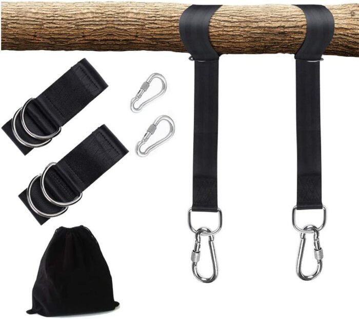 Dongawin Tree Swing Hanging Kit, Max Load 500 kg, Easy and Fast Tree Swing Hanger - 2 Straps and 2 Premium Carabiners, Perfect for Swings, Hammoc