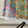 xigua Mandala Round Tablecloth with Umbrella Hole and Zipper Outdoor Tablecloth Spill-Proof Polyester Table Cover for Kitchen Patio Garden Party