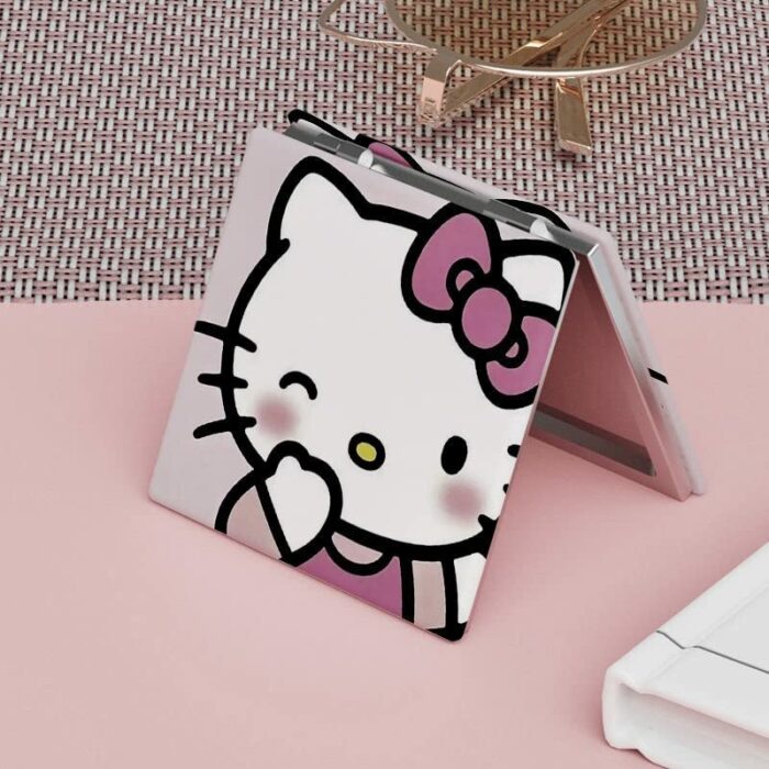 KOZUKI Kitty Compact Mirror Kitty Mirror Pink Compact Mirror Pink Magnifier Mirror Carry Out Mirror Make up Mirror (Pink)