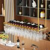 Wine Rack Ceiling Wine Racks Hanging Goblets Holder, Under Stemware Cabinet Bottles Storage Shelf for Home Kitchen Bar Hotel, Adjustable Height S
