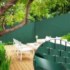 VOUNOT PVC Privacy Strips Garden Privacy Fence Screen 75m x 4.7cm Double Rod Mats with 150 Clips for Deck, Patio, Balcony, Green