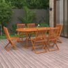 vidaXL Solid Acacia Wood Garden Dining Set 7 Piece Outdoor Terrace Backyard Patio Furniture Dining Dinner Table and Chair Seating Seat
