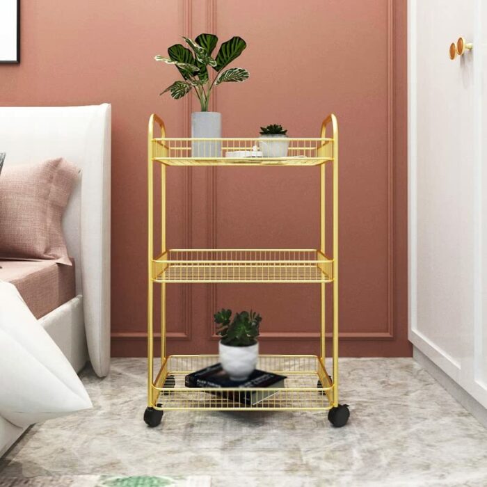 THYKL Cart Rack Living Room Storage Rack Bathroom Kitchen Floor Rack with Wheels (Color : D, Size : 76cm*40cm)
