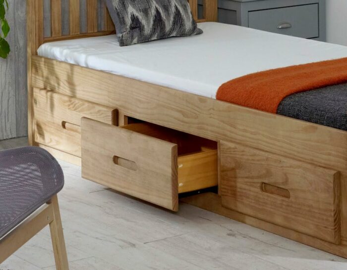 Happy Beds Mission Wooden Solid Waxed Pine Storage Bed Drawers Furniture Frame 3' Single 90 x 190 cm