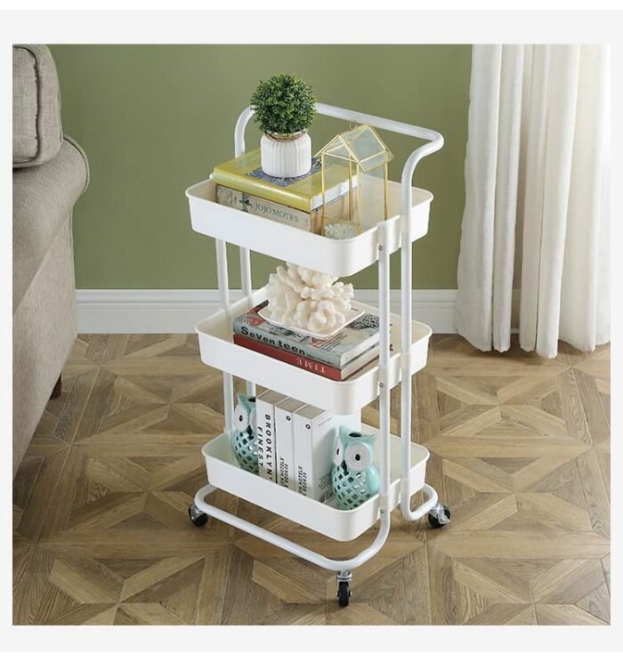 ZCMEB Mobile Kitchen Shelf Trolley Household Storage Shelf with Wheeled Trolley (Color : Wit, Size : 87 * 42 * 35cm)