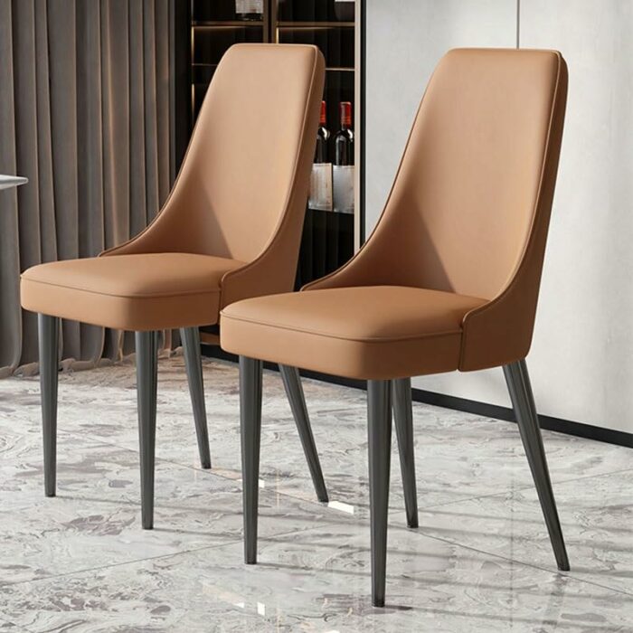 WALNUT Pu Leather Dining Chair Simple Leisure Chair Back Stool Dining Chair with Armrests Home Furniture