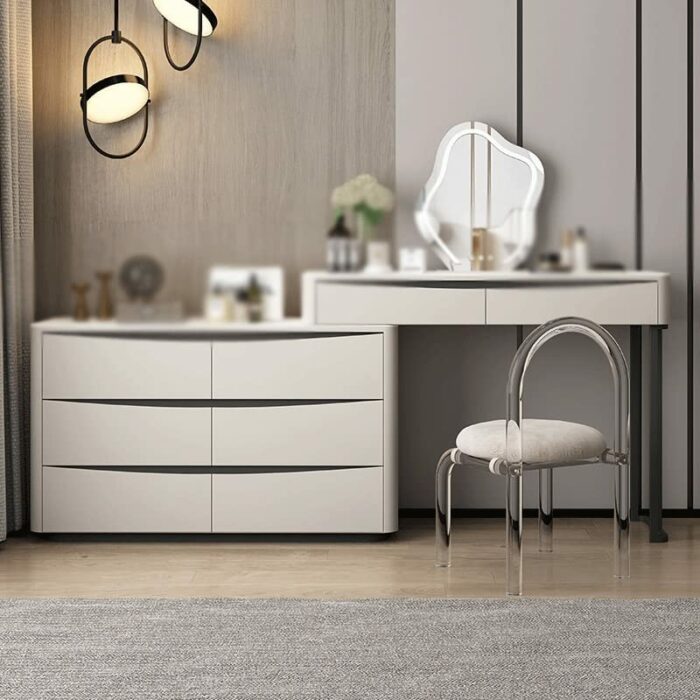BVDSG Dressing Table Bedroom Small Household Storage Cabinet Bucket Dressing Table Telescopic Vanity Table