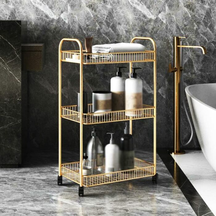 THYKL Cart Rack Living Room Storage Rack Bathroom Kitchen Floor Rack with Wheels (Color : D, Size : 76cm*40cm)