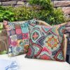 Velvhom Outdoor Waterproof Cushion Covers 50 x 50cm Modern Ethnic Pillowcase Mandala Floral 4 Pack Throw Pillow Cover Abstract Art Hippy Cushion