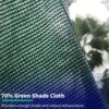 VVFLED 70% Green Shade Cloth 2 x 4 m Sunblock Mesh Fabric Garden Sunshade Cloth, Durable UV Resistant Plant Cover, Green Shade Net with Grommets