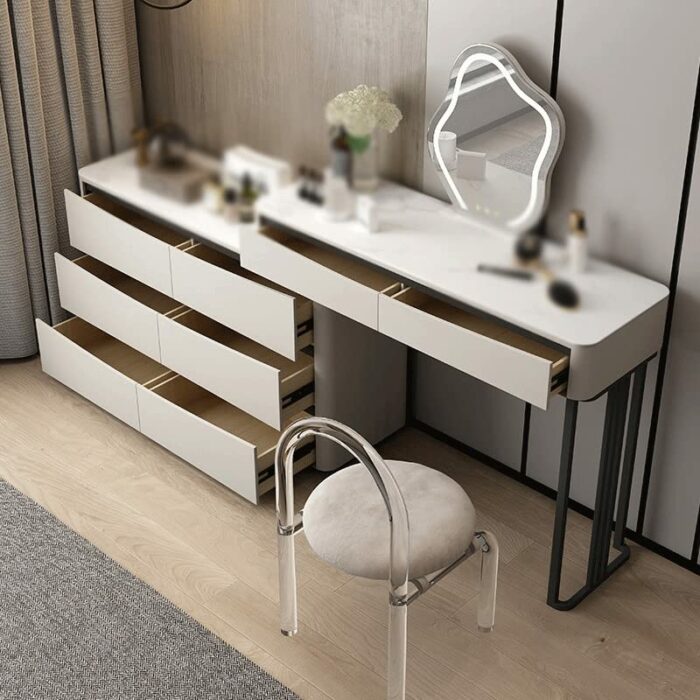 BVDSG Dressing Table Bedroom Small Household Storage Cabinet Bucket Dressing Table Telescopic Vanity Table