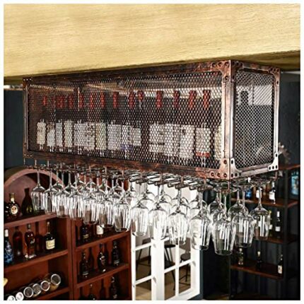 Ceiling-Mounted Wine Glass Holder Glass Wine Glass Holder Metal Wrought Iron Household Goblet Bracket Kitchen or Office Tableware Floating Bottle