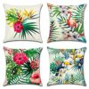 Artscope Set of 4 Decorative Cushion Covers 45x45cm, Tropical Plants Waterproof Throw Pillow Covers, Perfect to Outdoor Patio Garden Bench Living