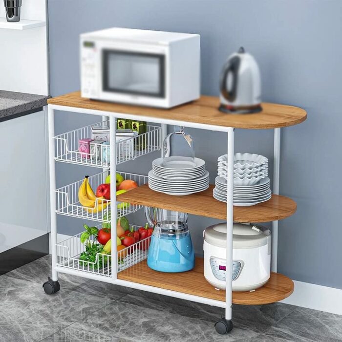 BHVXW Kitchen Furniture Multi-layer Partition Multifunctional Storage cart With Wheeled Kitchen Trolley (Color : Argento, Size : 84cm*64cm)