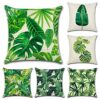 Artscope Set of 4 Decorative Cushion Covers 45x45cm, Tropical Plants Waterproof Throw Pillow Covers, Perfect to Outdoor Patio Garden Bench Living