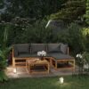 vidaXL Garden Lounge Set 5 Piece, Outdoor Sofa Set, Garden Furniture Set Corner Sofa Footrest, Farmhouse Style, with Cushions Solid Wood Acacia