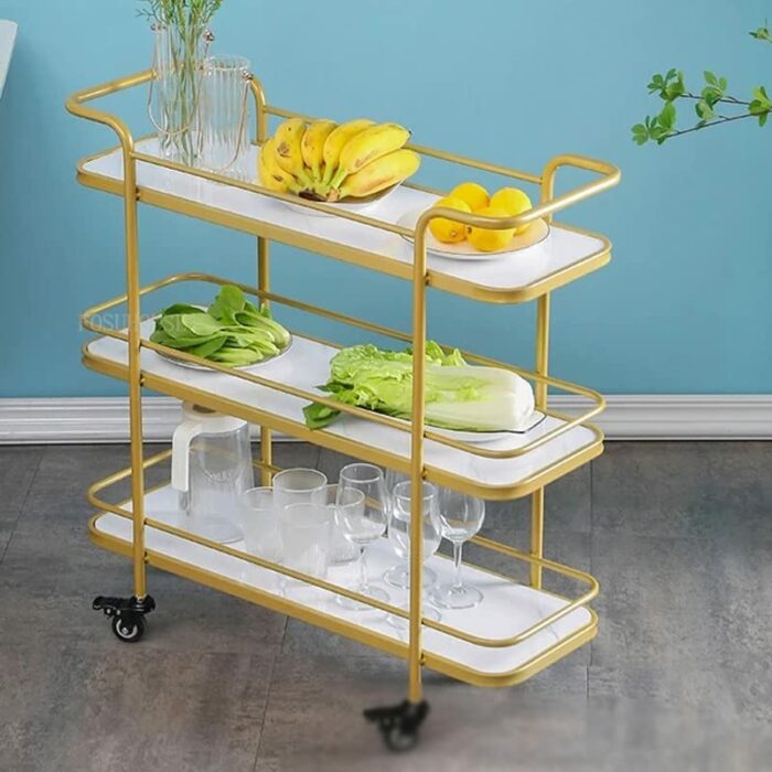 THYKL Multi-layer Kitchen Trolley Storage Trolley Storage Rack Rack Three-tier Trolley Home Home (Color : D, Size : 80cm*78cm)