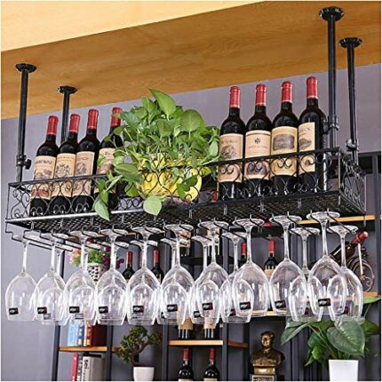 Ceiling Wine Rack Vintage Wrought Iron Wine Rack Glass Wine Glass Holder Household Goblet Holder Metal Wine Rack - Restaurant Kitchen Bar Height