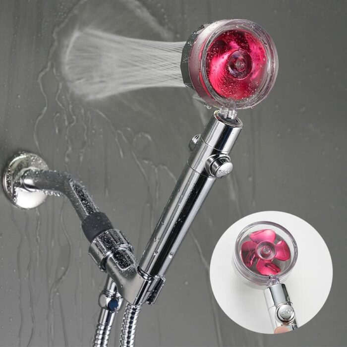 High Pressure Water Saving Shower, 360 Degrees Rotating Propeller Driven Handheld Shower Head with Filter, Turbo Spa Shower Head with Fan & Switc