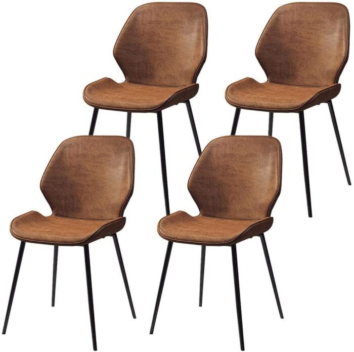 dining chair Business Dining Chairs Set Office Reception Chairs Dining Chair Kitchen Chair Set of 4, PU Leather Seat Wrought Iron Non-Slip Feet L