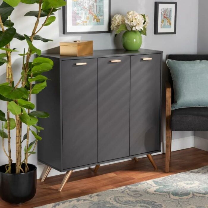 CHUNYU Home Hallway Finished Wood 3-Door Shoe Cabinet Home Furniture Storage Cabinet