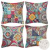 Velvhom Outdoor Waterproof Cushion Covers 50 x 50cm Modern Ethnic Pillowcase Mandala Floral 4 Pack Throw Pillow Cover Abstract Art Hippy Cushion