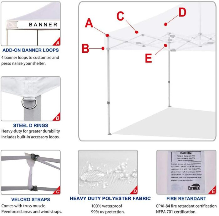 Eurmax USA Canopy Replacement Top Only,10x10 Pop Up Canopy Tent Top Cover,Choose 30 Colors,Bonus 4PC Pack Canopy Weight Bag (Cocoa)