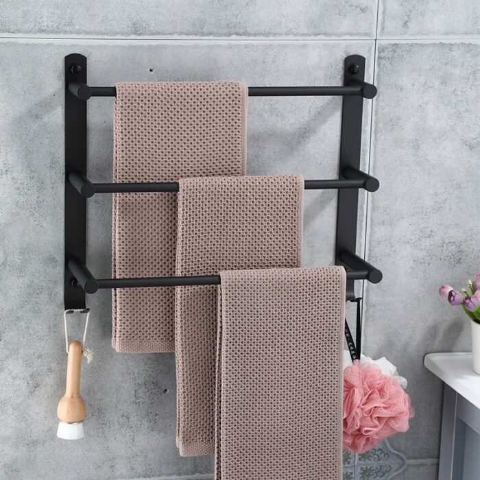 TBIIEXFL Towel Rack Towel Holder with Hook Stainless Steel Bathroom Accessories Wall Shelf (Color : Argento, Size : 50cm)