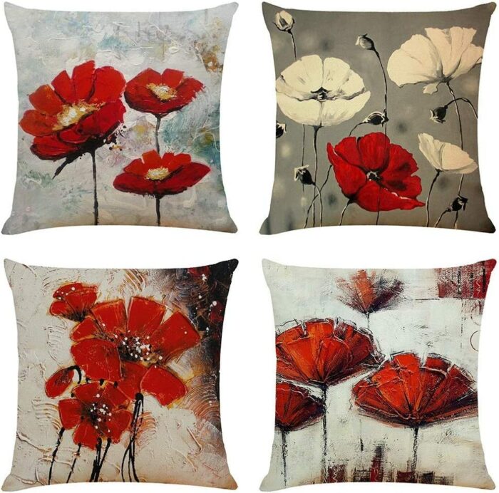 TIAODIAN Grey Cushion Covers 45 x 45 cm Set of 4 Modern Abstract Art Square Decorative Throw Pillow Covers 18x18 inches for Living Room Sofa Gard