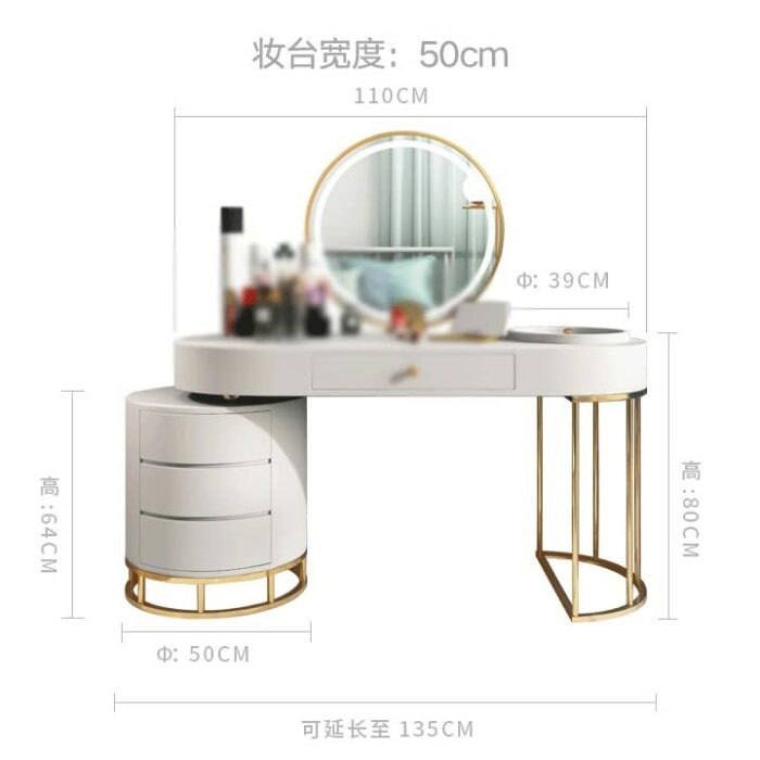 n/a Multi-drawer Dressing Table LED Light Vanity Table and Chair Set Combination Dressing Table