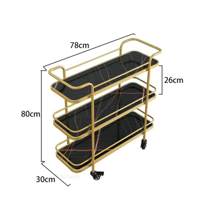 EYHLKM Multi-layer Kitchen Trolley Storage Trolley Storage Rack Rack Three-tier Trolley Home Home (Color : A, Size : 80cm*78cm)