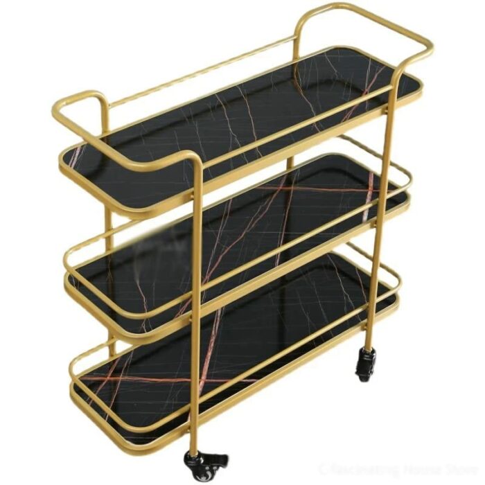 EYHLKM Multi-layer Kitchen Trolley Storage Trolley Storage Rack Rack Three-tier Trolley Home Home (Color : A, Size : 80cm*78cm)