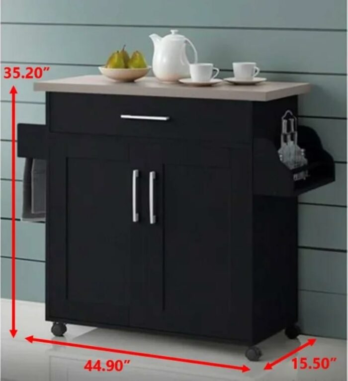 GRETD Furniture Storage Cabinet Mobile Double Door Kitchen Cabinet With Spice Rack And Towel Counter Organizer