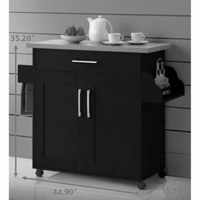 GRETD Furniture Storage Cabinet Mobile Double Door Kitchen Cabinet With Spice Rack and Towel Counter Organizer