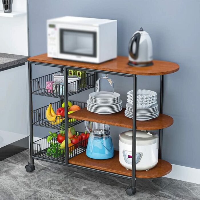 EYHLKM Kitchen Furniture Multi-layer Partition Multifunctional Storage cart With Wheeled Kitchen Trolley (Color : A, Size : 84cm*64cm)