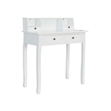 AOOF Large Storage Space with 4 Drawers, Secretary Table Computer Desk Writing Table with Detachable Tabletop Organizer, Suit for Home and Office