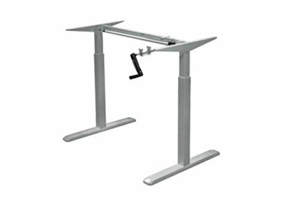 Ergomax Hand Crank Adjustable Desk Frame (Tabletop Not Included), Ergonomic Sit Stand Workstation for Home and Office, Steel (100%), Grey, 48.56
